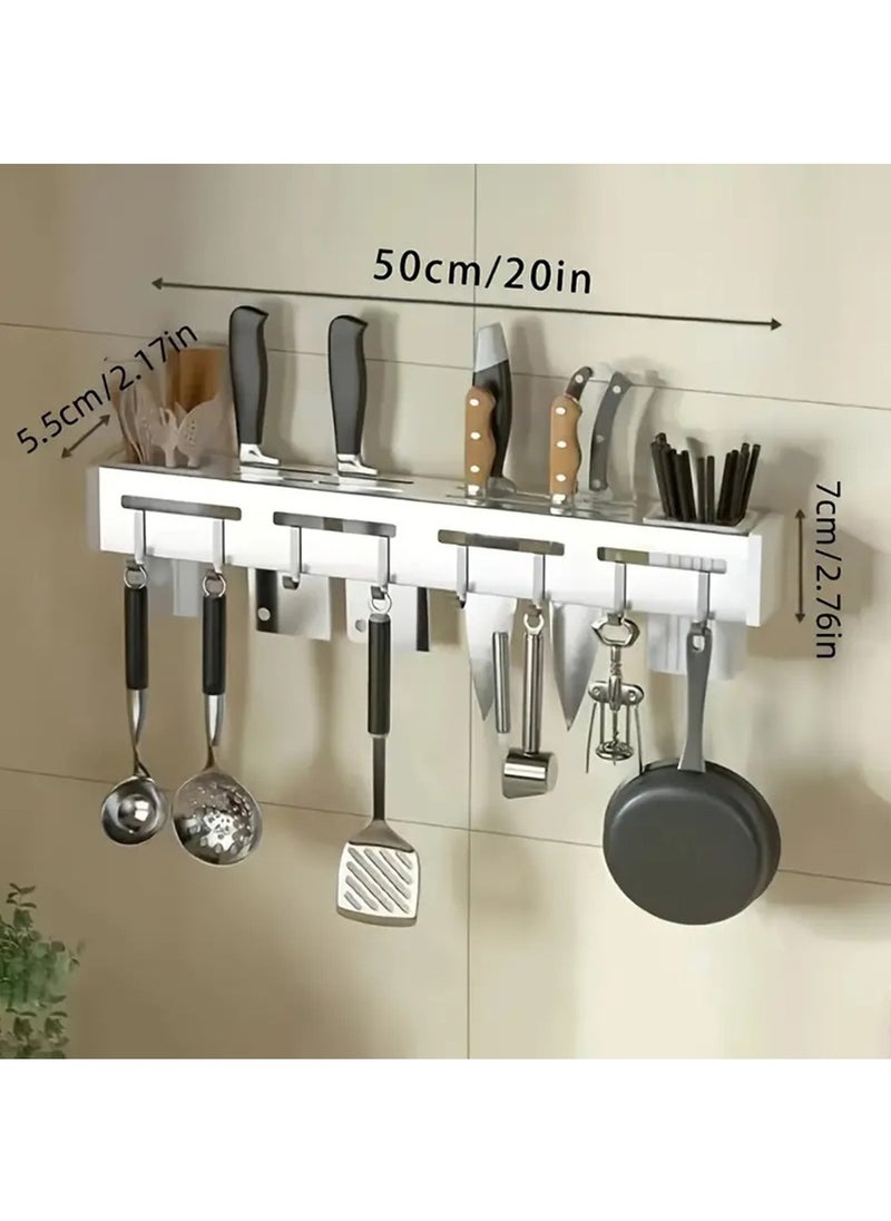 Kitchen Wall Mount Utensil Rack, Cookware Cutlery Holder Utensil Wall Organizer for Spoons, Knives, Forks, Chopsticks(Black)