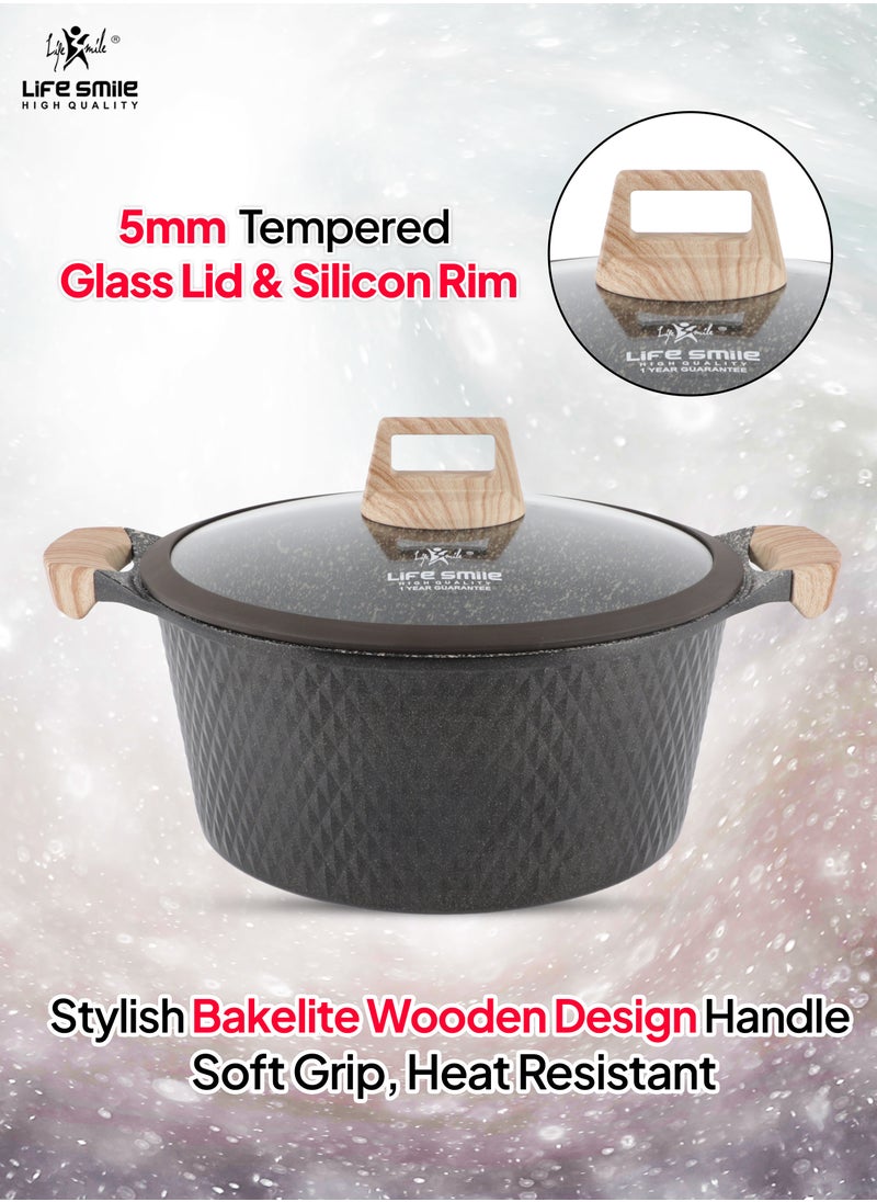 Life Smile - Cookware Set 13 pieces - LIFE SMILE Pots and Pans set Granite Non Stick Coating 100% PFOA FREE, Induction Base Cooking Set include Casseroles & Shallow Pot & Silicone Utensils - Image 1