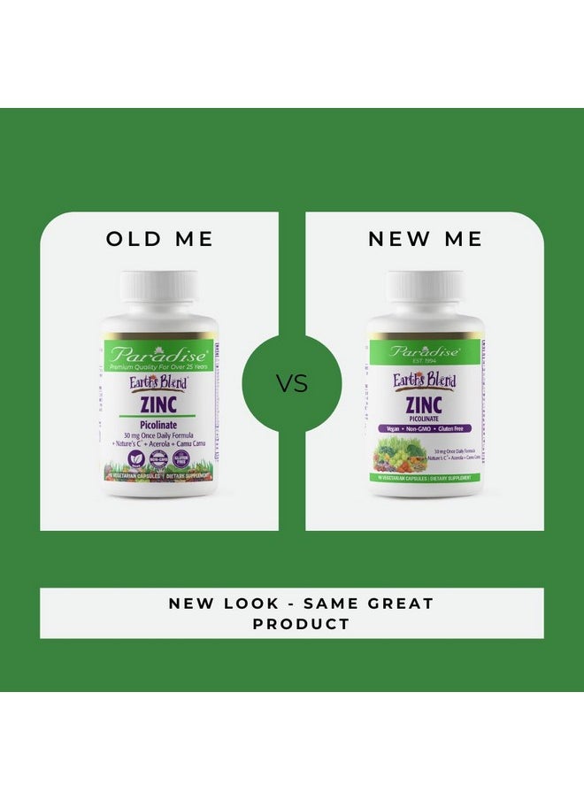 Paradise Herbs Paradise Herbs Zinc Supplements with Picolinate and Natures C, for Immune Support, Super Potent, Ultra Pure, Gluten Free, Non-GMO, Vegan, 30 mg, 90 Capsules  - Image 2
