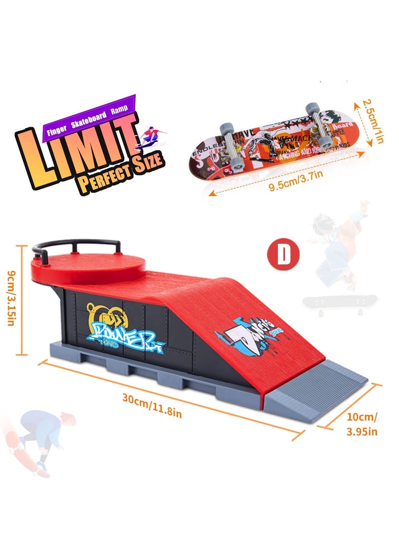 KASTWAVE Finger Skateboard Ramp Set, Mini Finger Skateboard and Ramp Accessories Set, Props Deck Track Ultimate Park Set, Ramps Fingerskate Toy Set for Kids Birthday Gift (D) - Image 2