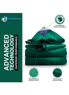 TUFFPAULIN TUFFPAULIN Plastic 40Ft X 24Ft 120 Gsm Green Tarpaulin Tirpal Tadpatri Tharpai Thadika Extra Strong Reinforced Eyelets Uv Resistant 100 Waterproof Virgin 6 Layer Mlcl 3D Rib Technology1 No  - Image 3