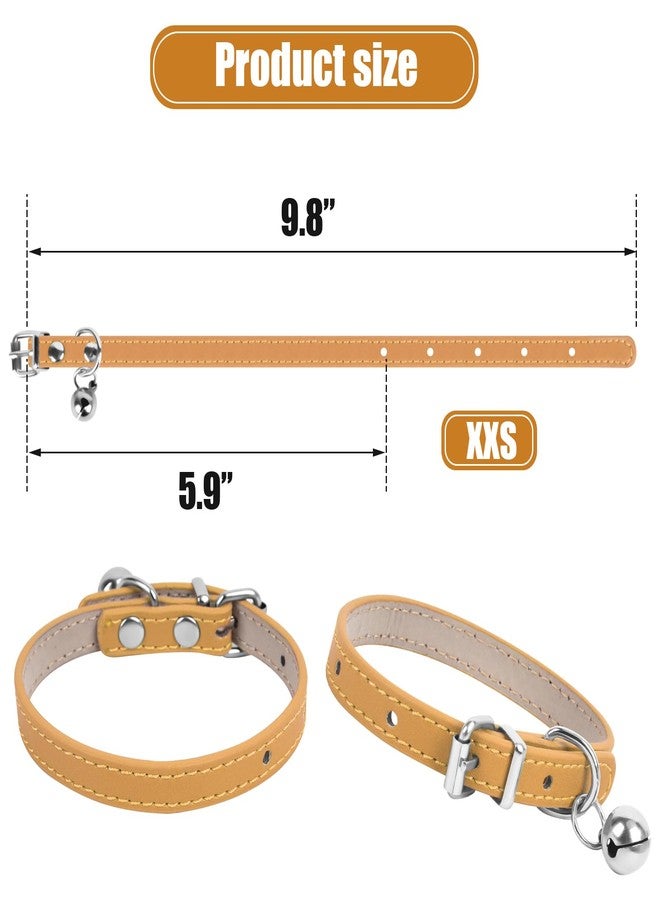 ChengFu XXS Dog Collar Teacup Dog Collar, Khaki Dogs Collars, Teacup Dog Collars for Small Dogs Cats,Khaki, 3/8 inch Width - Image 2