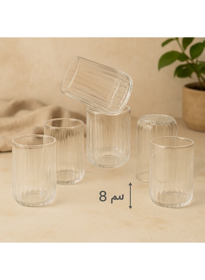 Pasabache Set of 6 clear glass cups for juice and water, multi-purpose, capacity 135 ml - Image 1