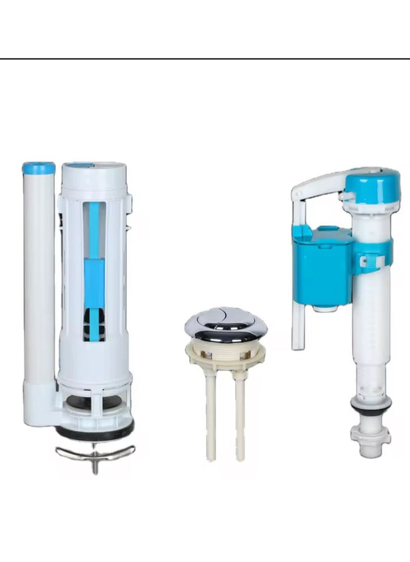 Kana 20 CM Water-Saving Plastic Dual Flush Valve, Water tank fitting, Flush Siphon 6-11"Fill Valve With Toilet Repair Kit Abs Push Chrome Plated Button For Tank Commode Fixed Together Commode Cistern Fitting  - Image 1