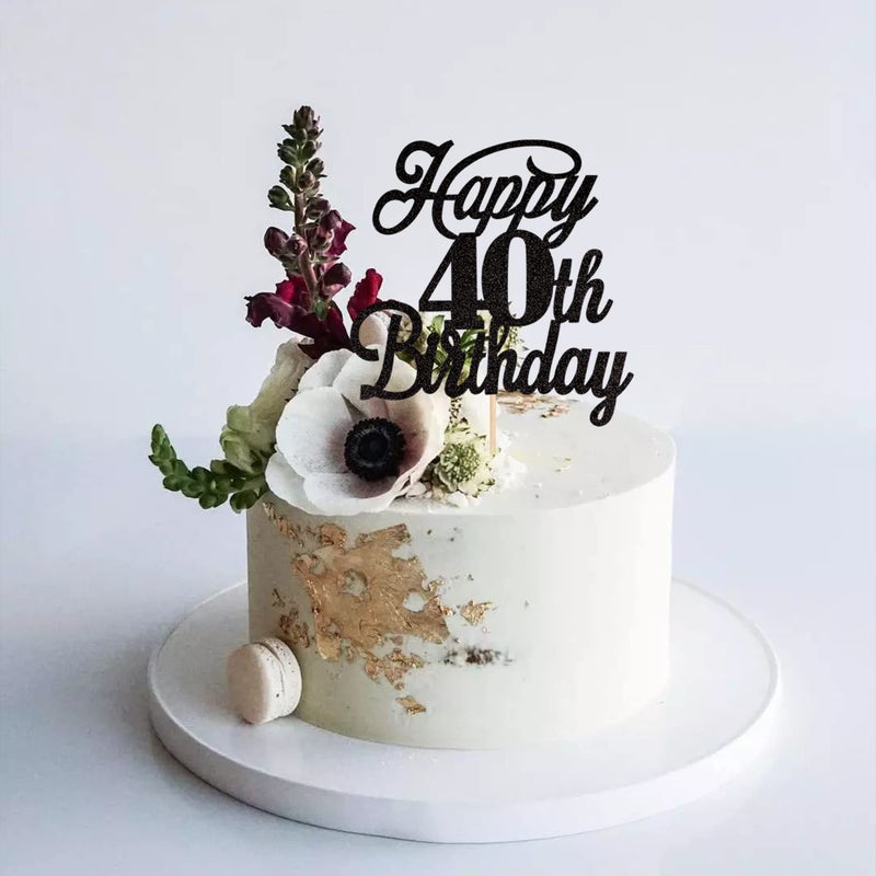 Happy 40th Birthday Cake Topper - Cheers To 40 Years Picks, Fabulous Cake Decoration For Party Supplies