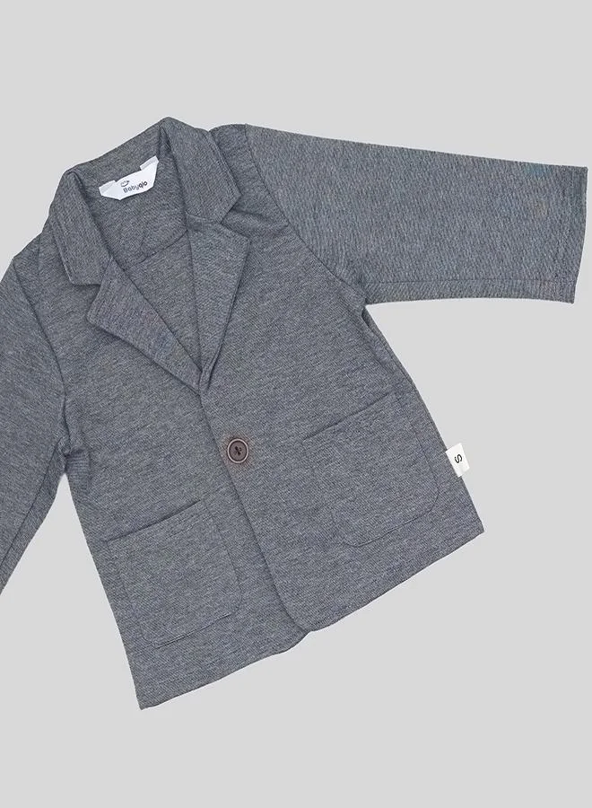 babyqlo White Shirt With Tie And Grey Blazer Set