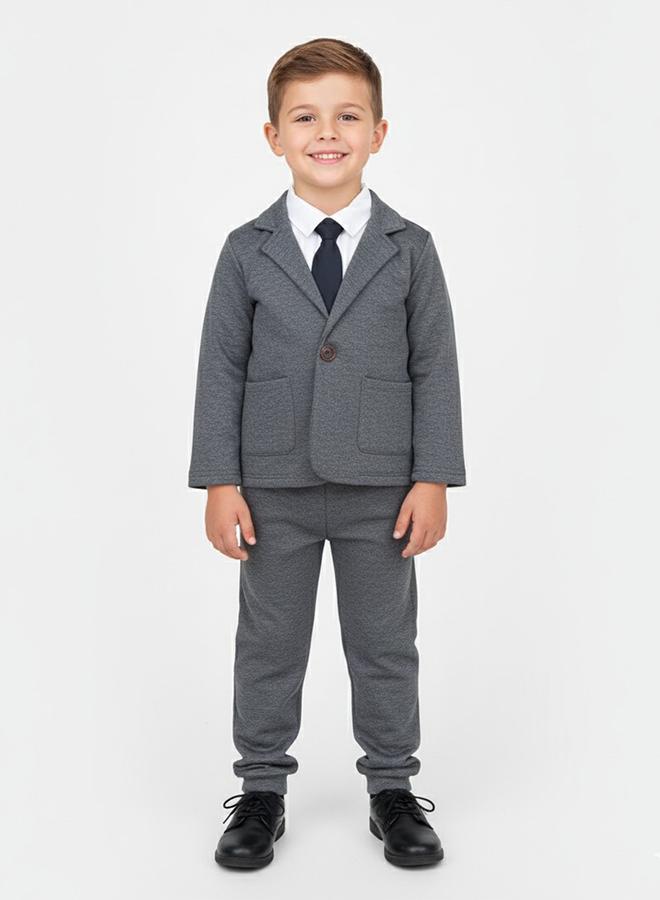 babyqlo White Shirt With Tie And Grey Blazer Set - Image 1