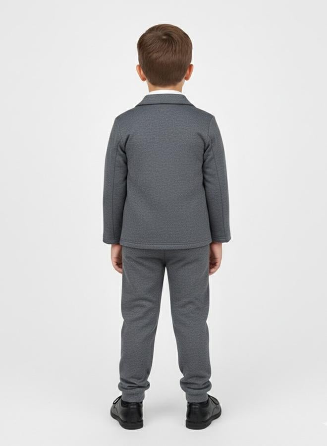 babyqlo White Shirt With Tie And Grey Blazer Set - Image 2