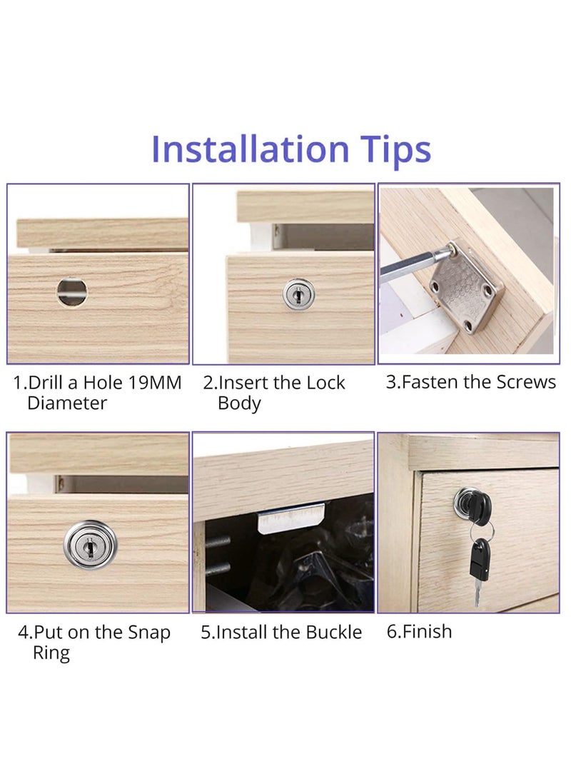 2 PCS Security Cabinet Lock 22mm with Key – Different Cupboard Lock for Furniture, Cabinet, Mailbox, Drawer, Household, and Office - Image 4