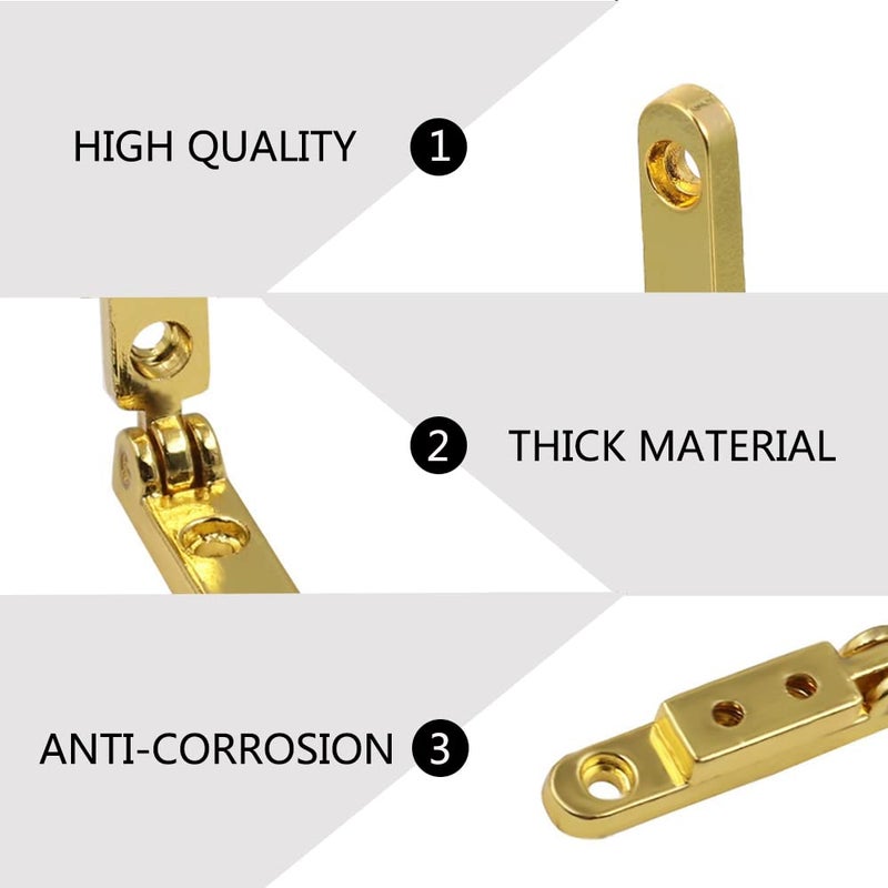Rddconkit 10 Pcs 90 Degree Hinges Wooden Box Gift Wine Jewellery Box Chest Case Hinge Cabinet Hardware with Screws (Gold) - Image 4