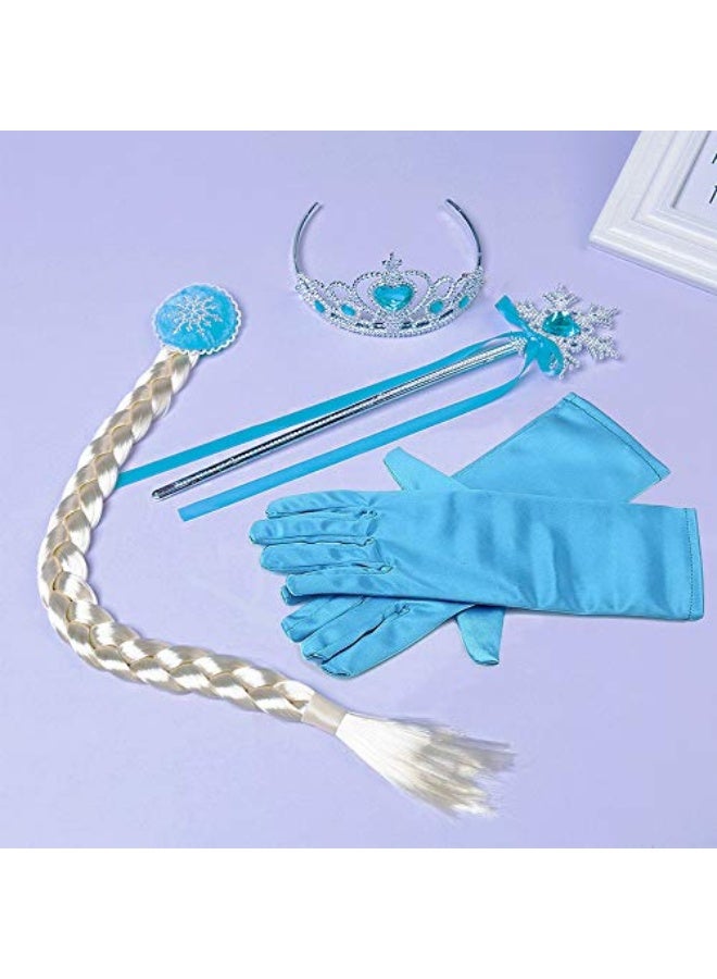 أزياء ملكة الثلج، فستان حفلة الفتيات ملابس الفتيات التنكرية فستان ملكة الثلج فستان عيد ميلاد الأميرة أزياء الأطفال أزياء زرقاء مع مجموعة إكسسوارات - Image 5