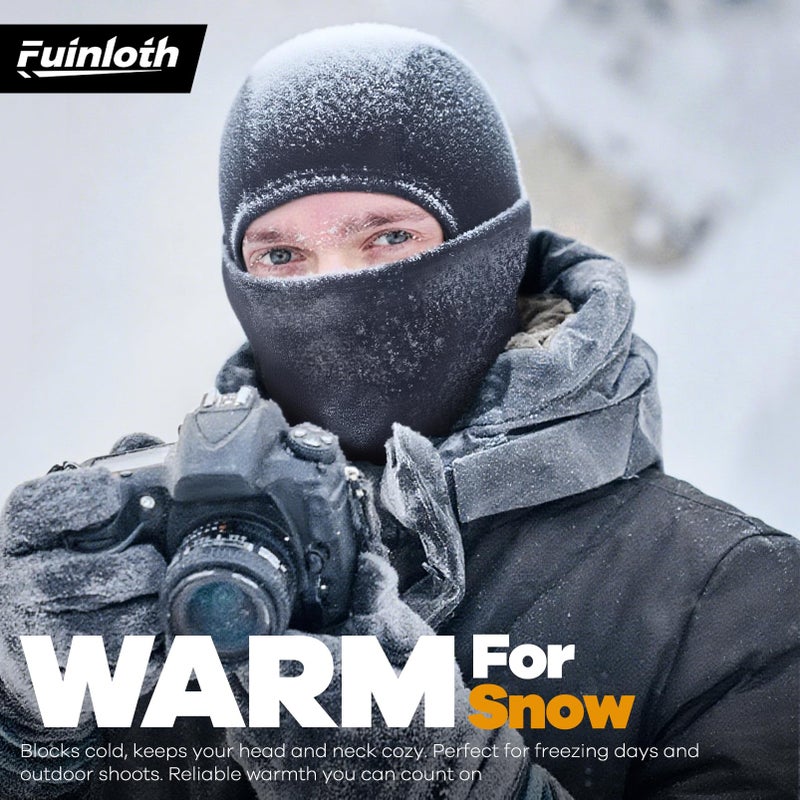 Fuinloth Ski Mask Balaclava Pro, Cold Weather Windproof Thermal Shiesty Motorcycle for Men/Women Black - Image 2