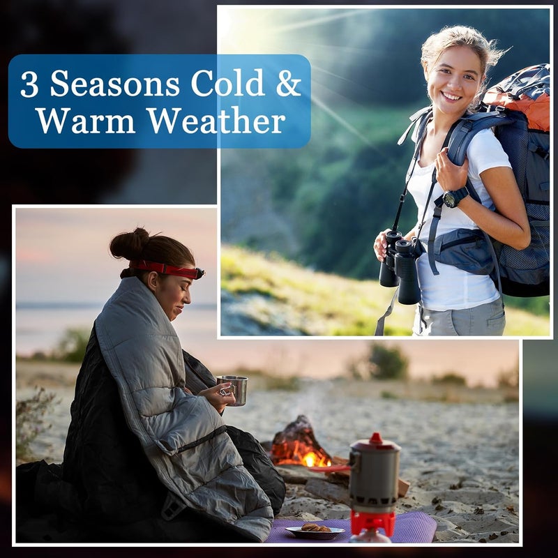 Macarrie حقائب نوم ماكاري 4 قطع 0 درجة للتخييم للبالغين 4 مواسم دافئة للطقس البارد مع حقيبة ضغط خفيفة الوزن محمولة مقاومة للماء للتنزه في الهواء الطلق - Image 5