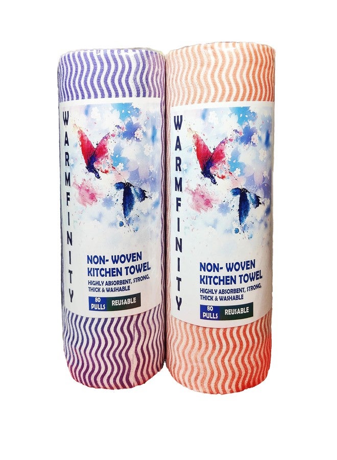 Warmfinity Pack of 2 Multipurpose Kitchen Roll/Tissue/Towel Washable & Quick-Dry Non-Woven Super Absorbent Reusable Tissue Roll 80 Pulls in each roll - Image 1