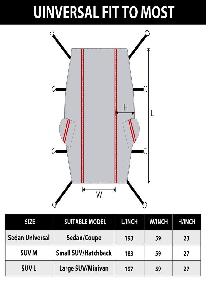 AltoCover Half Car Cover SUV,Top Cover with Red Reflective Strip, Hail Protector Car Cover with Cotton Liner, Sunroof & Windshield Cover for Ice and Snow, All Weather Car Body Cover for Sun, Rain, Dust - Image 5