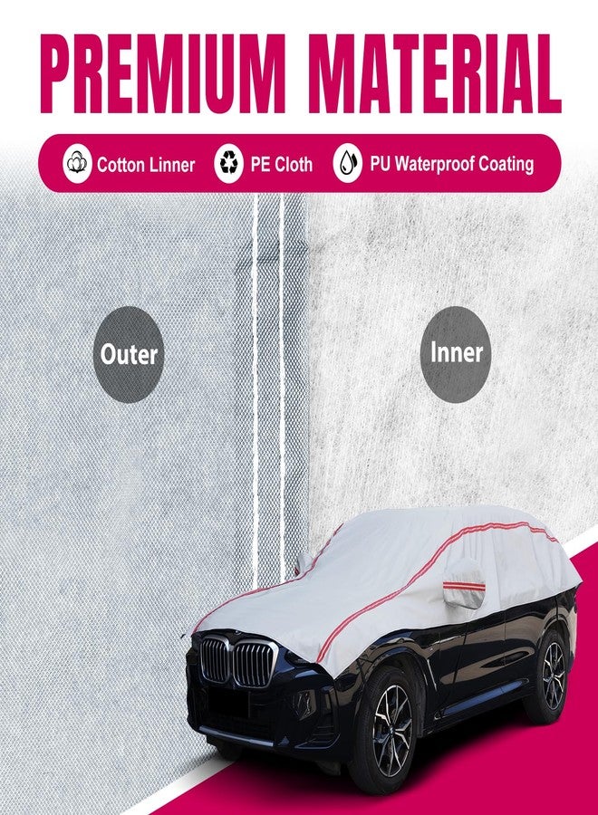 AltoCover Half Car Cover SUV,Top Cover with Red Reflective Strip, Hail Protector Car Cover with Cotton Liner, Sunroof & Windshield Cover for Ice and Snow, All Weather Car Body Cover for Sun, Rain, Dust - Image 2