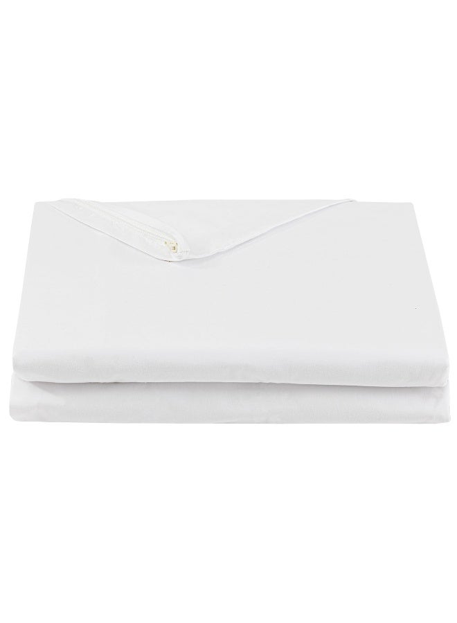 FULI 100% Cotton Zippered Futon Cover, Japanese Futon Mattress Cover, Shikibuton, Made in Japan (Twin XL, Pure White) - Image 1