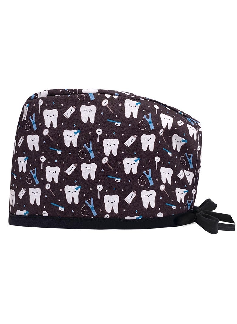 KUYING Cotton Printed Surgical Cap Strap Adjustable Medical Work Cap 