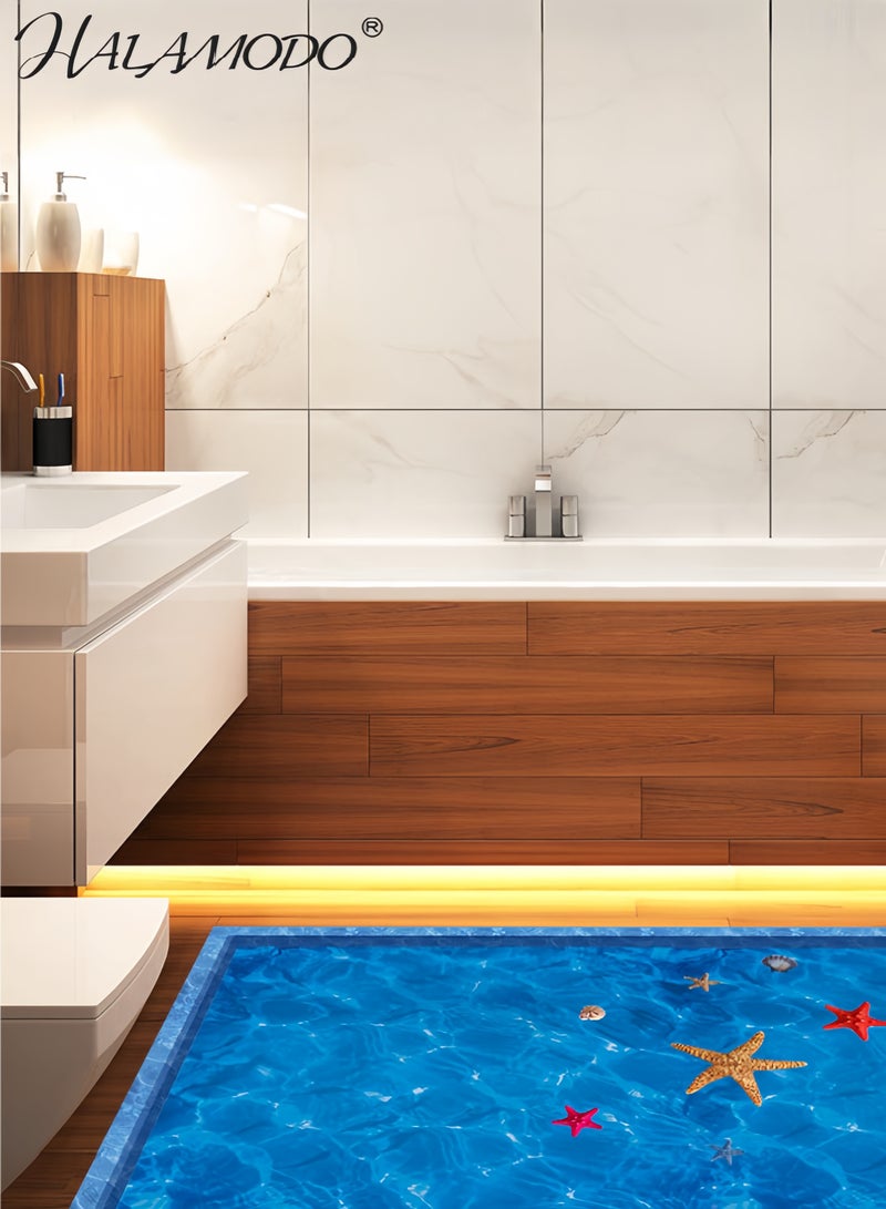 HALAMODO Large 3D Swimming Pool Wall Stickers Home Decor Bathroom Floor Art Decal Removable PVC Sticker-Xx - Image 4