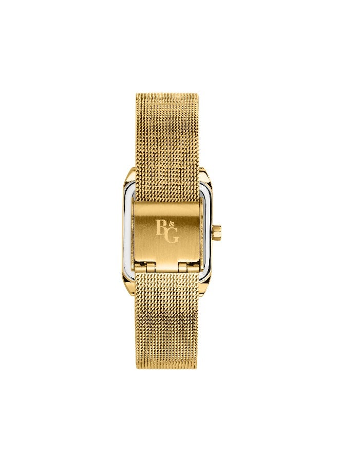 B&G Women's Green Rectangular Analog Dial with Gold Stainless Steel Band Watch - 31mm - R3853324507 - Image 4