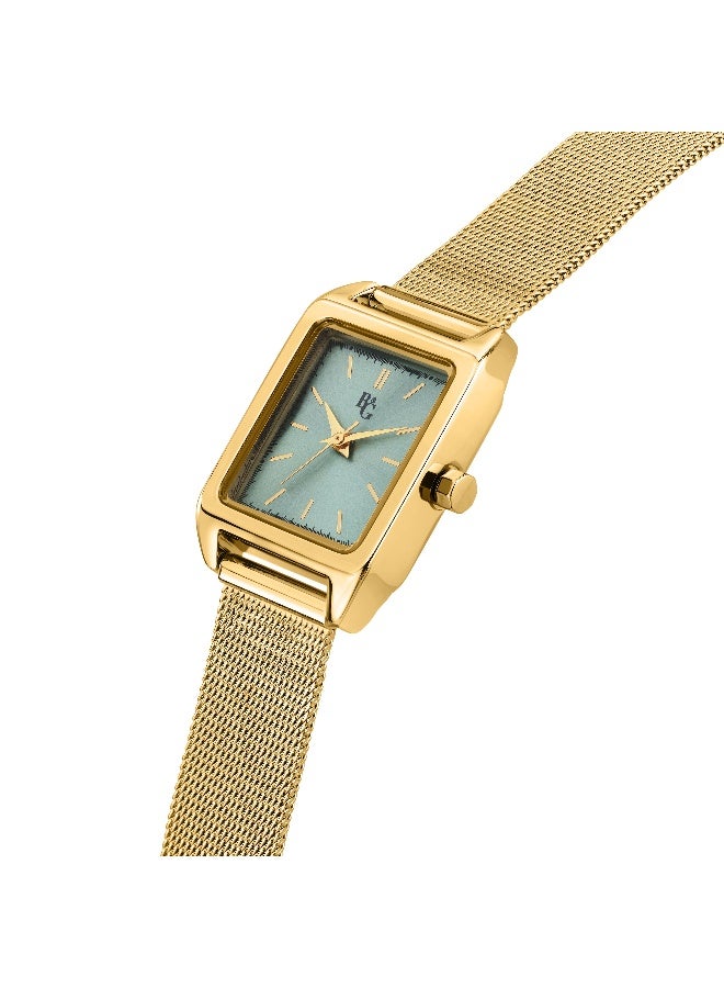 B&G Women's Green Rectangular Analog Dial with Gold Stainless Steel Band Watch - 31mm - R3853324507 - Image 2