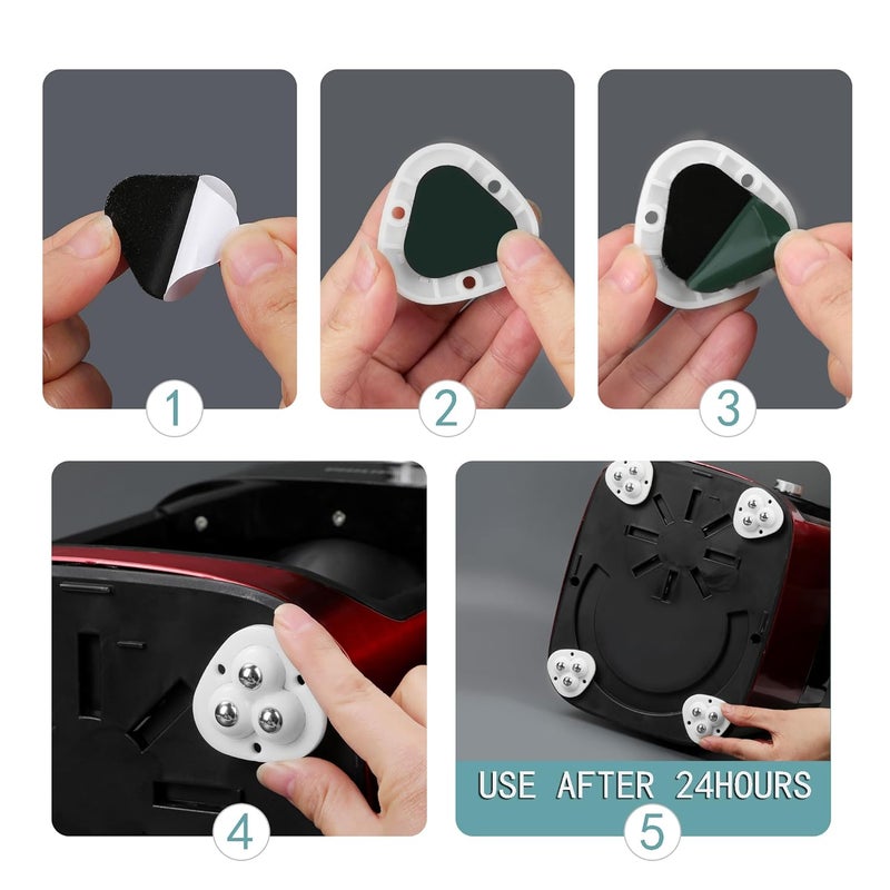 wuher 12 PCS Small Appliance Casters Wheels Sticky Swivel Pulleys Mini Self Adhesive Universal Wheel 360 Degree Rotation Storage Box Furniture Bins Bottom Trash Can Kitchen Appliances Caster (Black) - Image 5