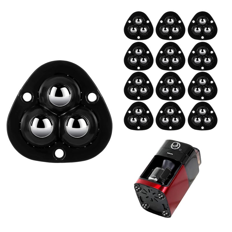 wuher 12 PCS Small Appliance Casters Wheels Sticky Swivel Pulleys Mini Self Adhesive Universal Wheel 360 Degree Rotation Storage Box Furniture Bins Bottom Trash Can Kitchen Appliances Caster (Black) - Image 1