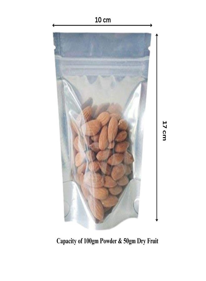 DEERA Silver Semi-Silver Ziplock Stand Up Pouch 100x170mm Pack of 25 - Image 2