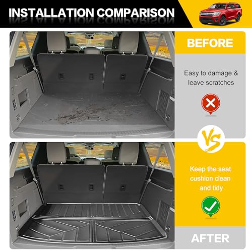 JTYZSM Rear Cargo Mat for 2018-2024 Ford Expedition Max/Lincoln Navigator L Trunk Mat All Weather Cargo Liner for 18-24 Ford Expedition Max/Lincoln Navigator L Accessories - Image 3