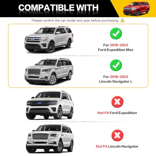 JTYZSM Rear Cargo Mat for 2018-2024 Ford Expedition Max/Lincoln Navigator L Trunk Mat All Weather Cargo Liner for 18-24 Ford Expedition Max/Lincoln Navigator L Accessories - Image 2