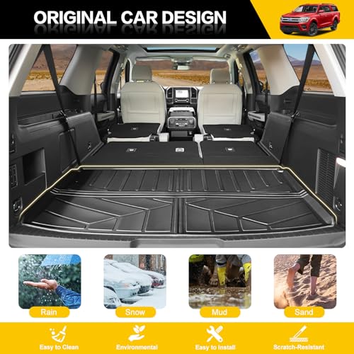 JTYZSM Rear Cargo Mat for 2018-2024 Ford Expedition Max/Lincoln Navigator L Trunk Mat All Weather Cargo Liner for 18-24 Ford Expedition Max/Lincoln Navigator L Accessories - Image 5