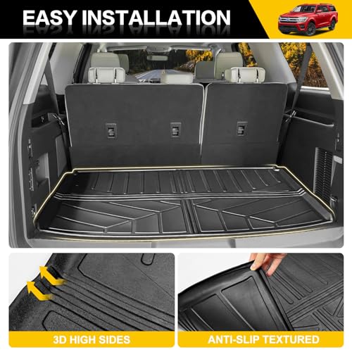 JTYZSM Rear Cargo Mat for 2018-2024 Ford Expedition Max/Lincoln Navigator L Trunk Mat All Weather Cargo Liner for 18-24 Ford Expedition Max/Lincoln Navigator L Accessories - Image 4