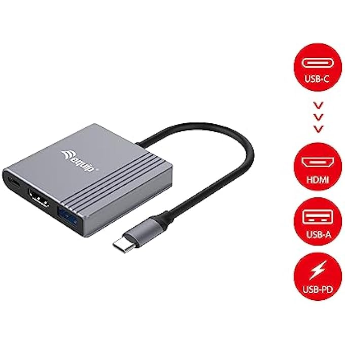Equip 133488 3-IN-1 USB-C TO HDMI/USB-A/USB PD ADAPTER, 4K/60HZ, PD 100W - Image 2