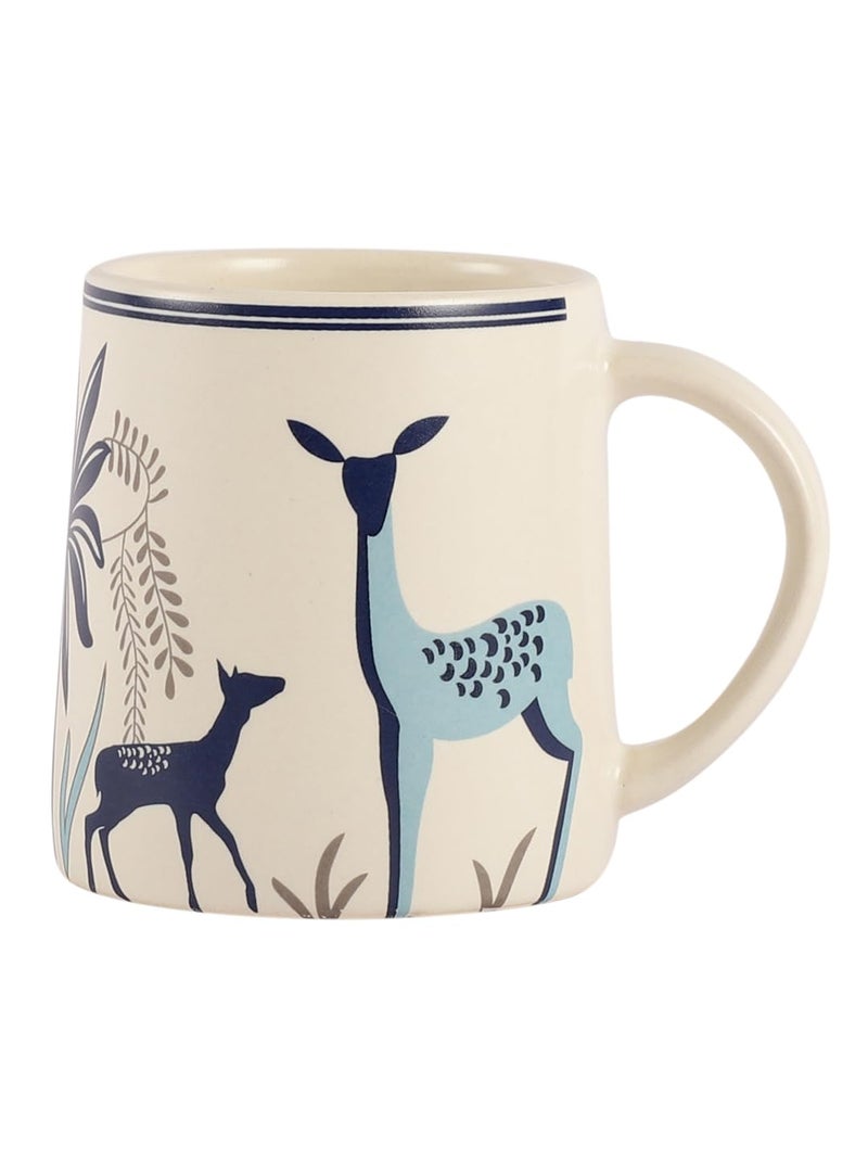 miah decor Ceramic Tea Coffee Cups Set of 2 Matte Printed Small Chai Mug Set of 2 Drinkware Microwave Safe for Home & Restaurant-350 ml-Color- Cream Blue - Image 3