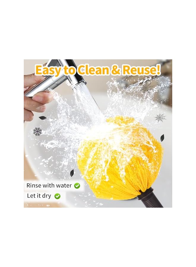 promass Cobweb Duster with Extension Pole, 6ft Long Spider Web Remover Tool, 2 Medium-Stiff Bristle Dewebber Heads, Outdoor/Indoor Spiderweb Cleaning Dusters, Cob Webster Removal Brush