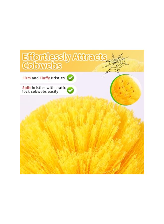 promass Cobweb Duster with Extension Pole, 6ft Long Spider Web Remover Tool, 2 Medium-Stiff Bristle Dewebber Heads, Outdoor/Indoor Spiderweb Cleaning Dusters, Cob Webster Removal Brush