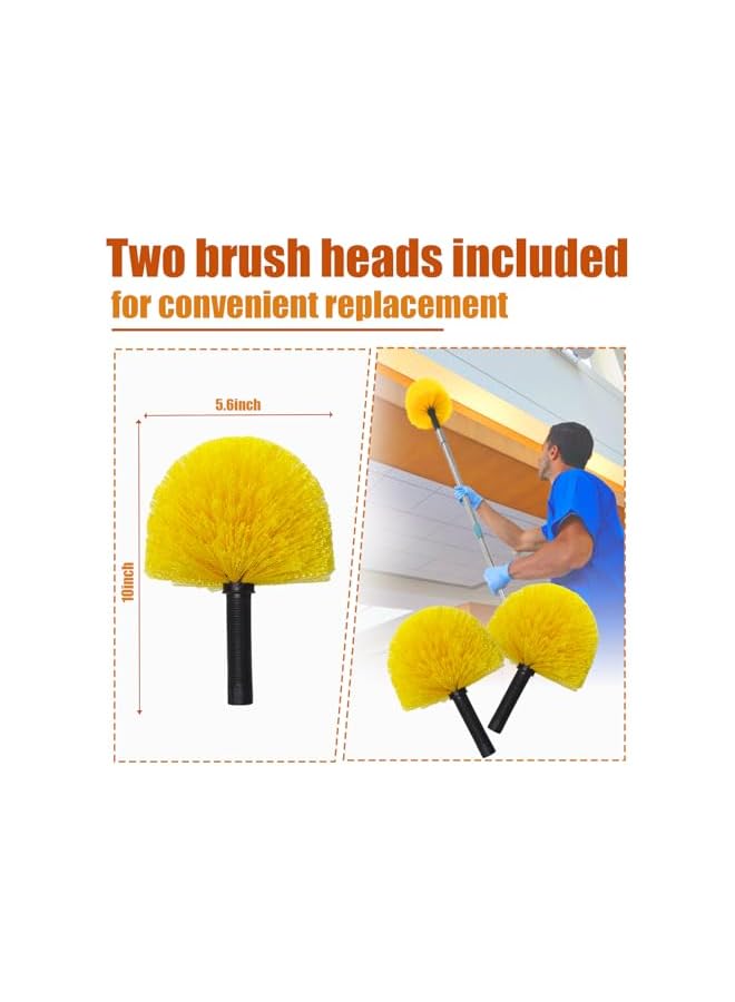 promass Cobweb Duster with Extension Pole, 6ft Long Spider Web Remover Tool, 2 Medium-Stiff Bristle Dewebber Heads, Outdoor/Indoor Spiderweb Cleaning Dusters, Cob Webster Removal Brush