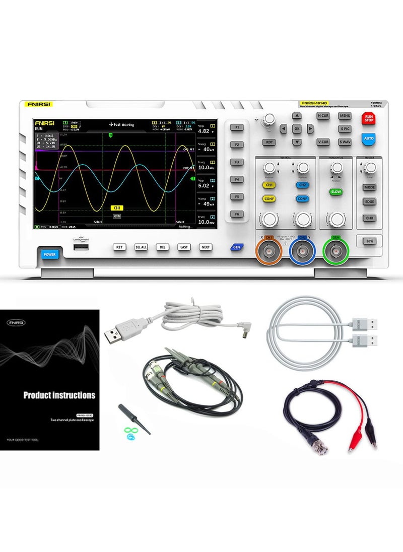 KASTWAVE - 2 in 1 Digital Oscilloscope DDS Signal Generator Desktop Oscilloscope Capture Output Signal Function, 2 Channels 100Mhz Bandwidth 1GSa/s Sampling Rate Built-in 1GB Storage Space - Image 1