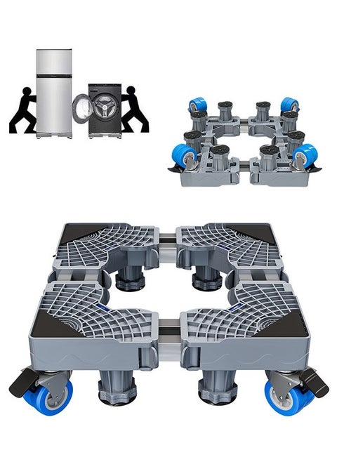 Mobile Base, Washing Machine Stand, Fridge Stand Base with 4 Locking Wheels and 8 Strong Feet