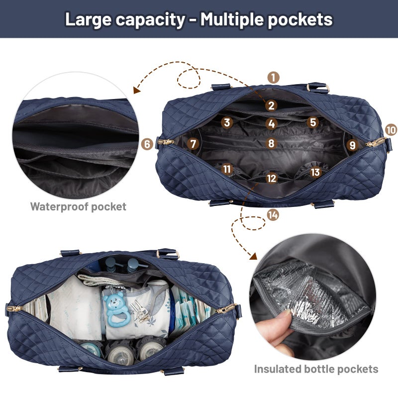 LOVEVOOK Diaper Bag Tote with Pacifier Case and Changing Pad, Large Capacity Mommy Bag for Hospital and Weekender Travel, Functional Baby Bag Newborn Baby Essential, Blue - Image 4
