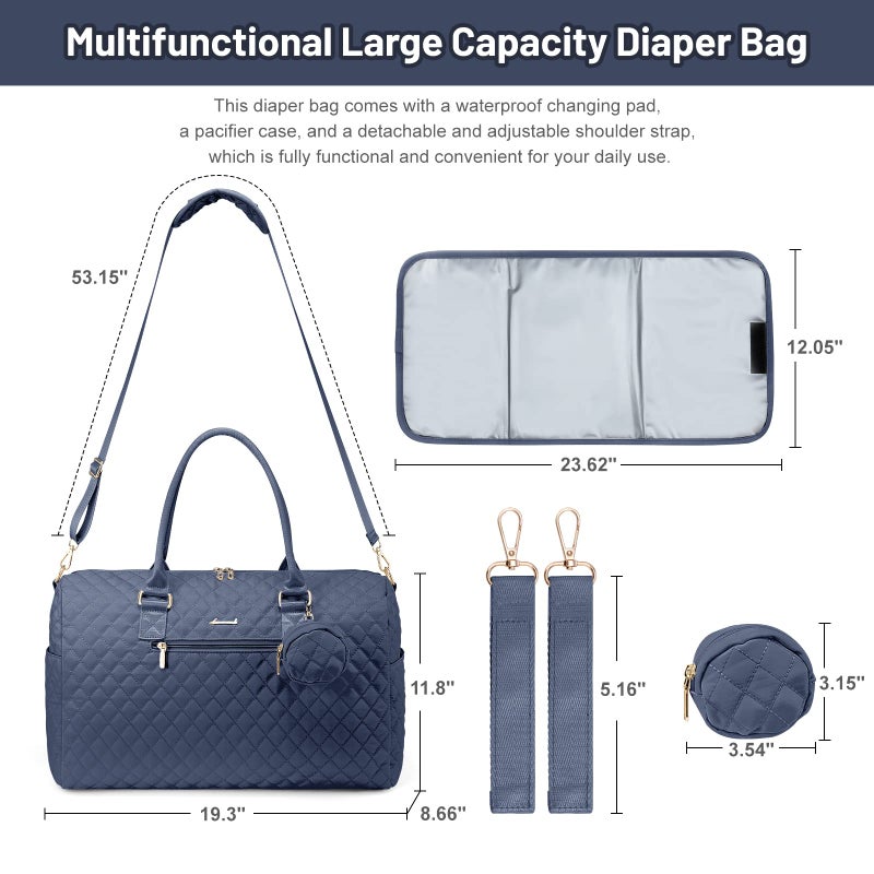 LOVEVOOK Diaper Bag Tote with Pacifier Case and Changing Pad, Large Capacity Mommy Bag for Hospital and Weekender Travel, Functional Baby Bag Newborn Baby Essential, Blue - Image 3
