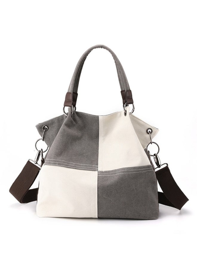 Women's Contrast Color Crossbody Bag, Ladies Canvas Bucket Bag Satchel Bags Shoulder Bag Handbag Sling Bag Side Bag, Large Capacity Carrying Bag Clutch Bag for Girls and College Students - Image 1