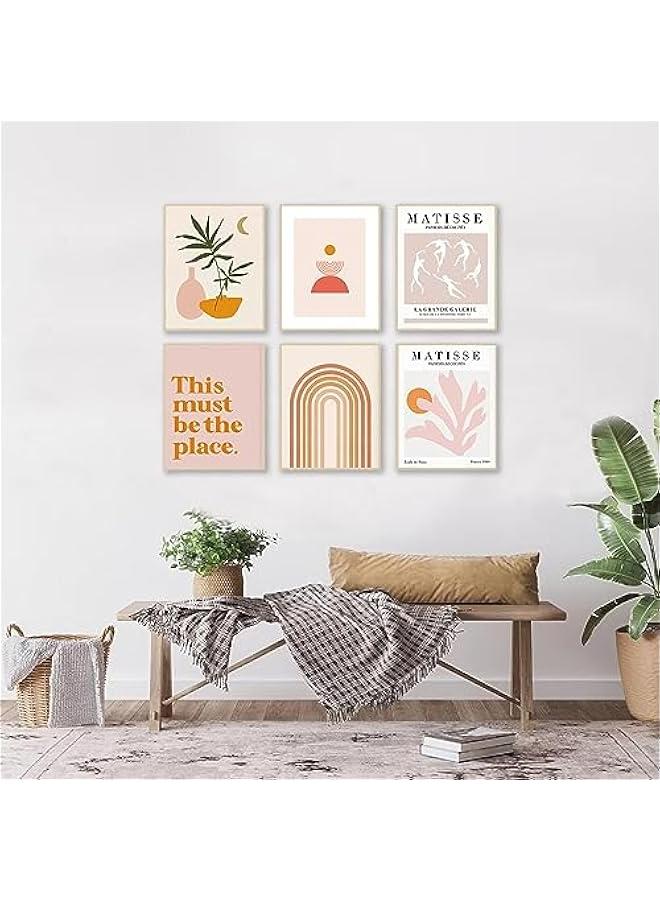 KBKBART Matisse Wall Art Prints Set of 6, Abstract Matisse Wall Art Exhibition Posters, Minimalist Boho Canvas Art Prints Beige Pink Room Decor, Pinke Boho Wall Art Decor for Room Aesthetic, Bedroom, Living - Image 2