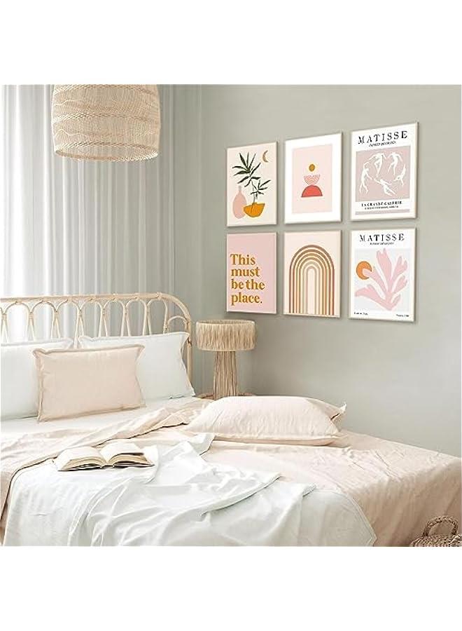 KBKBART Matisse Wall Art Prints Set of 6, Abstract Matisse Wall Art Exhibition Posters, Minimalist Boho Canvas Art Prints Beige Pink Room Decor, Pinke Boho Wall Art Decor for Room Aesthetic, Bedroom, Living - Image 3
