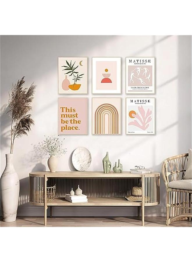 KBKBART Matisse Wall Art Prints Set of 6, Abstract Matisse Wall Art Exhibition Posters, Minimalist Boho Canvas Art Prints Beige Pink Room Decor, Pinke Boho Wall Art Decor for Room Aesthetic, Bedroom, Living - Image 4