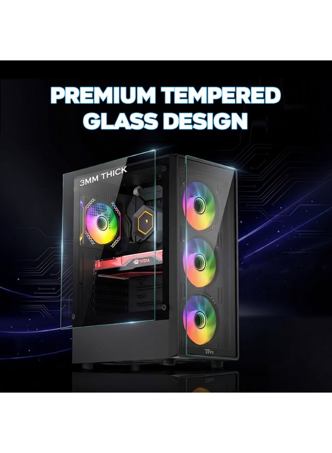 تويستيد مايندز Gaming Case, PHANTOMII Mid Tower PC Case, Tempered Glass Side Panel, ATX / M-ATX / Mini-ITX Support, High Airflow Design | TM-PHANTOMII-B black - Image 5