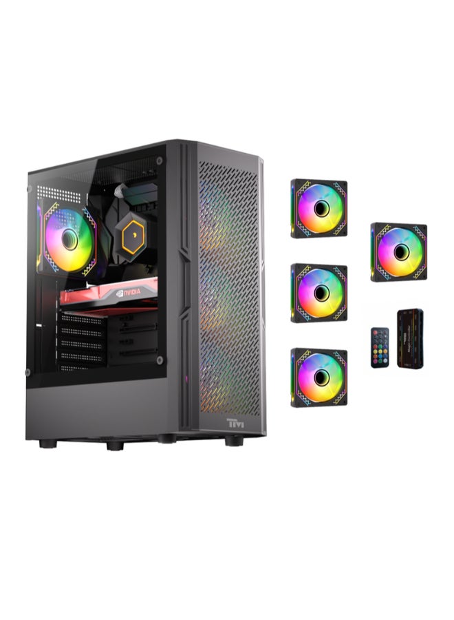 تويستيد مايندز Gaming Case, PHANTOMII Mid Tower PC Case, Tempered Glass Side Panel, ATX / M-ATX / Mini-ITX Support, High Airflow Design | TM-PHANTOMII-B black - Image 1