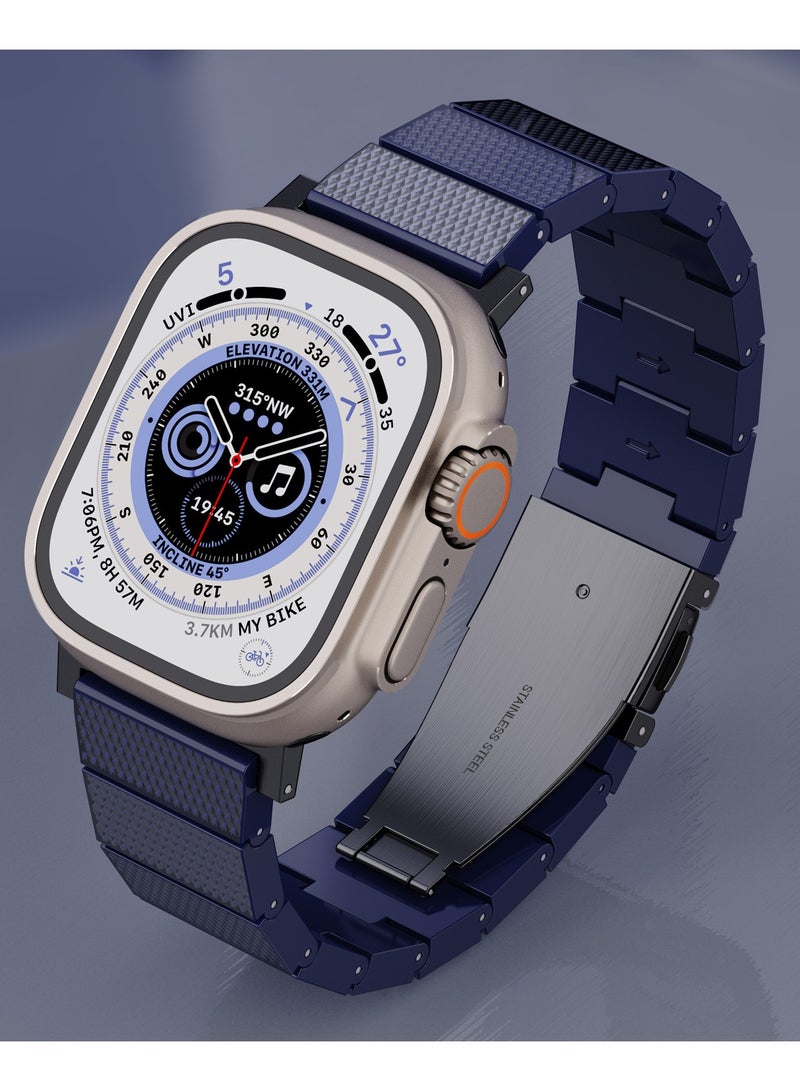 LEVELO Fusion Resin Strap For Apple Watch 49mm / Fiberglass Resin / Hypoallergenic Smart Watch Band - Blue - Image 2