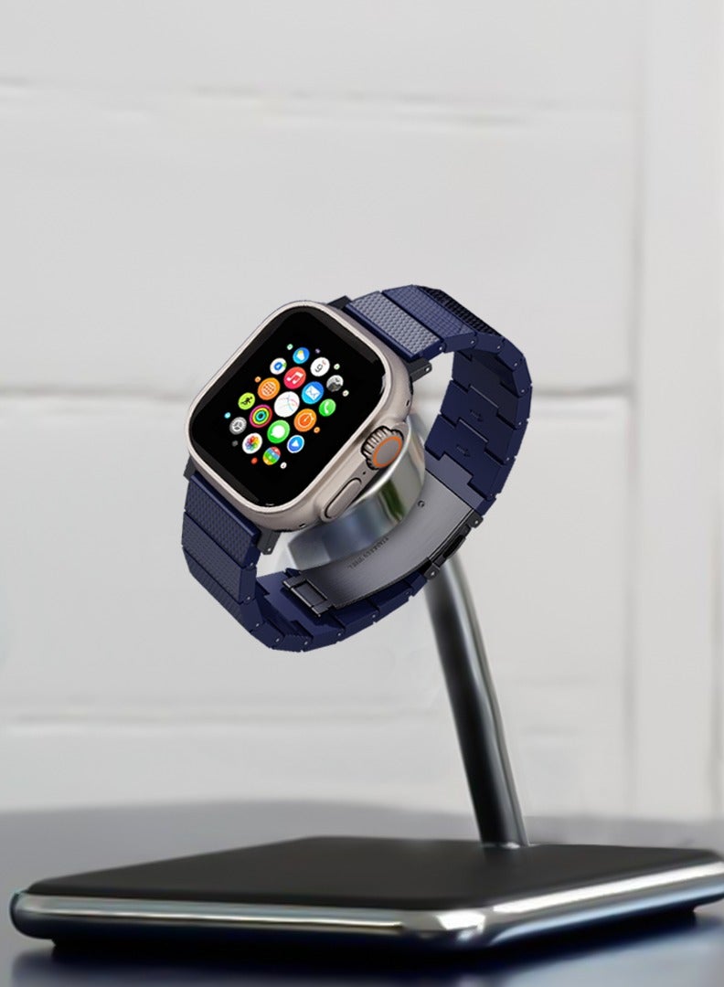 LEVELO Fusion Resin Strap For Apple Watch 49mm / Fiberglass Resin / Hypoallergenic Smart Watch Band - Blue - Image 3
