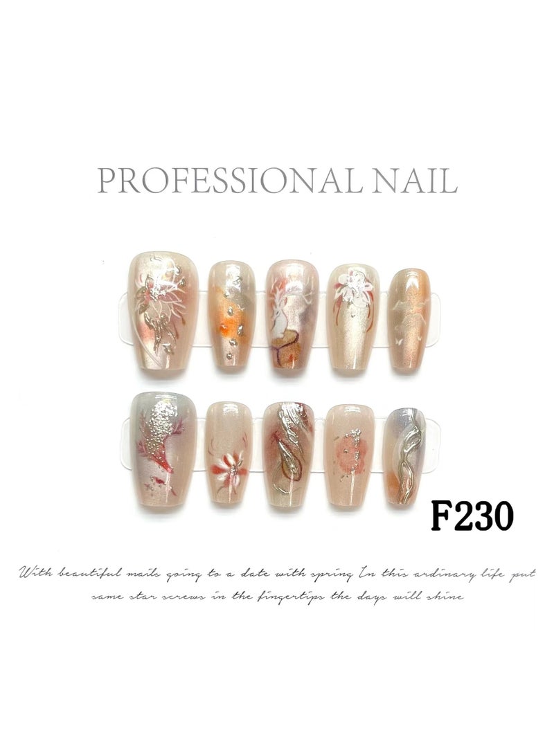 Binzo Beauty Handmade Press On Nails, 10pcs, Nails Art , Acrylic Nails, False Nails, Luxury Collection, Luxury Nails Arts, New Accessories， Wedding Nails，Party Nails. - Image 1